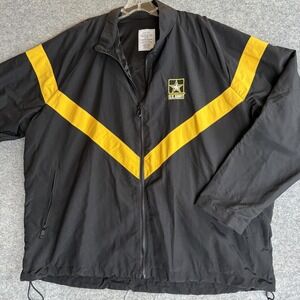 UNICOR Army APFU Jacket Mens 2XL XXL Black Yellow Windbreaker Full Zip‎ Training